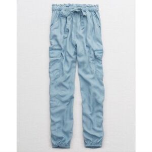 Aerie Chambray Cargo Joggers Size Small Lyocell